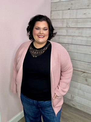 "Winning Pick" Blush Sweater Cardigan