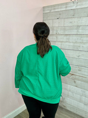 "You Deserve It" Green Chevron Knit Sweater