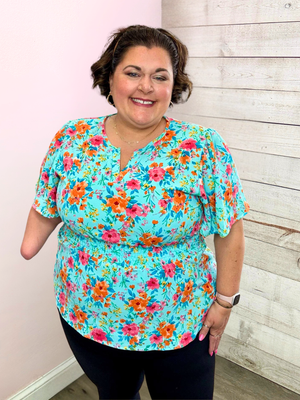 "Uptown Charm" Smocked Waist Top