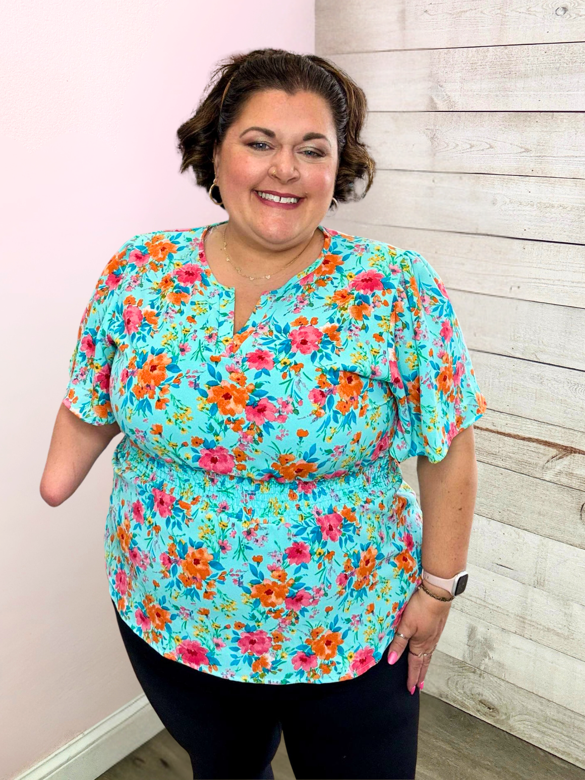 "Uptown Charm" Smocked Waist Top