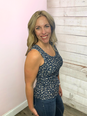 "Give It A Go" Blue Floral Tank Top