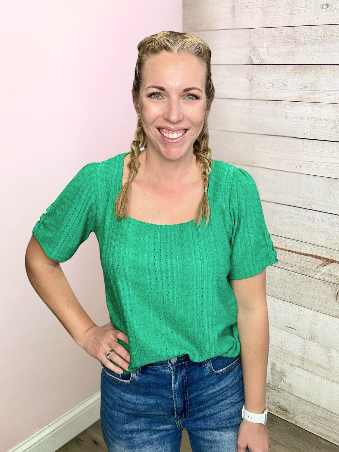 "Lucky Charm" Green Cutout Top