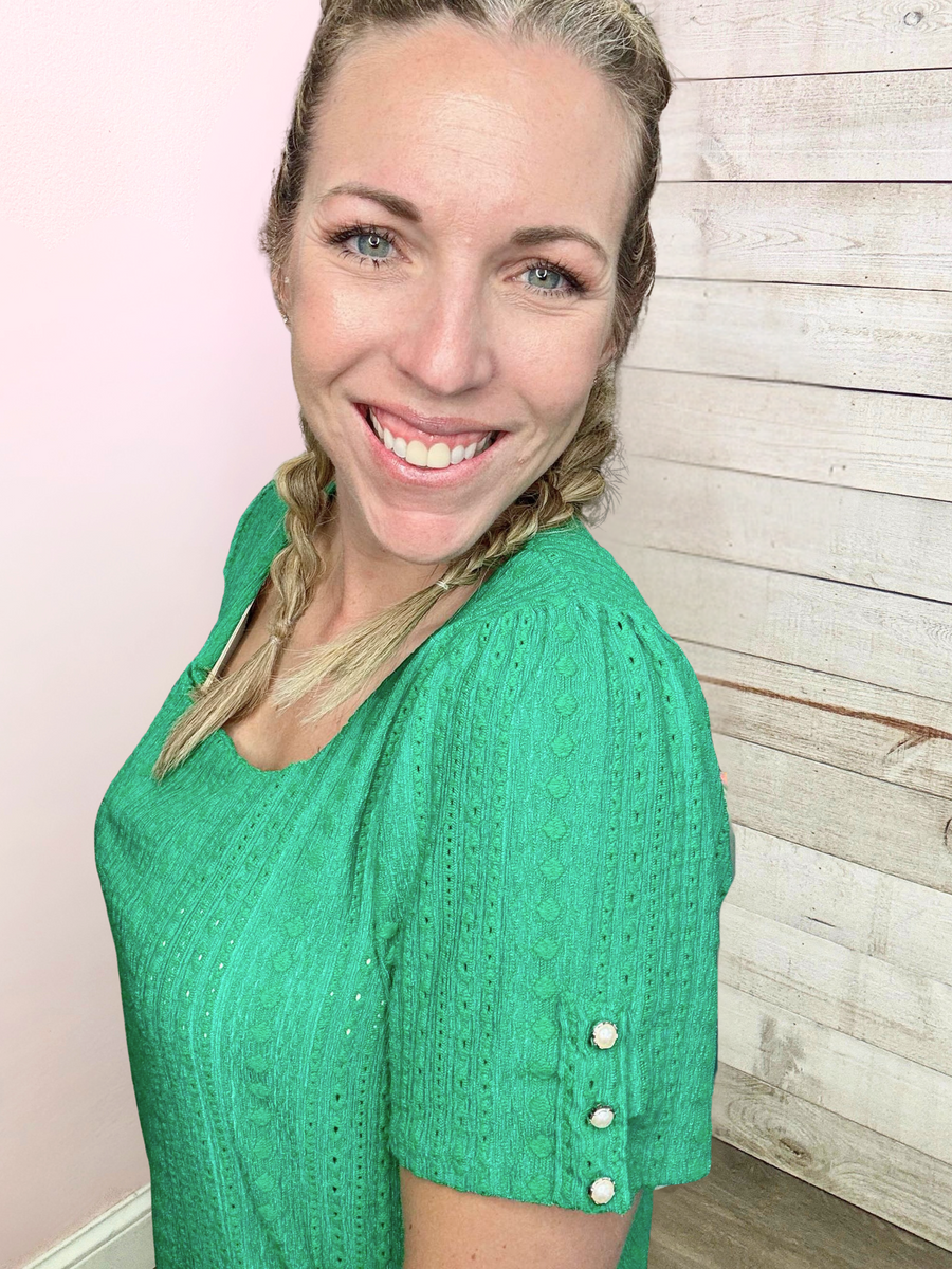 "Lucky Charm" Green Cutout Top