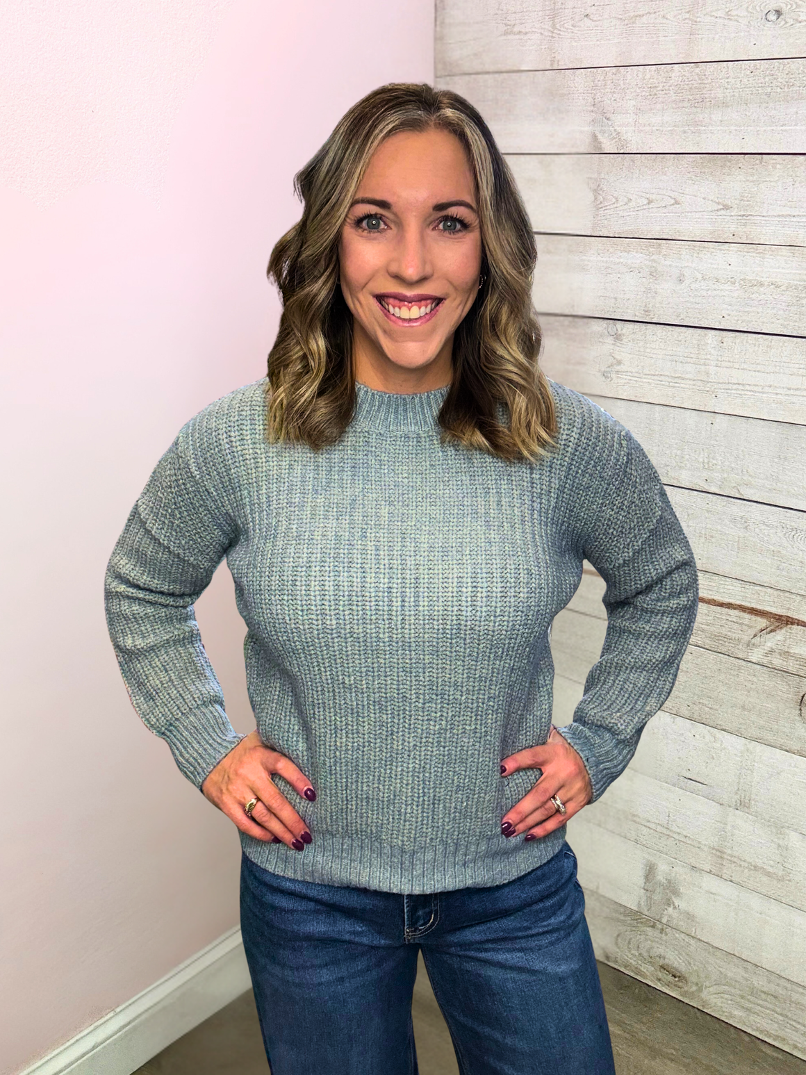 "Be Yourself" Two-Tone Knit Sweater