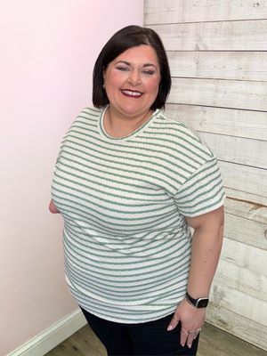 "Classy Touch" Mint/Ivory Striped Top
