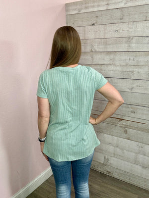 "Feel My Best" Sage Short Sleeve Top