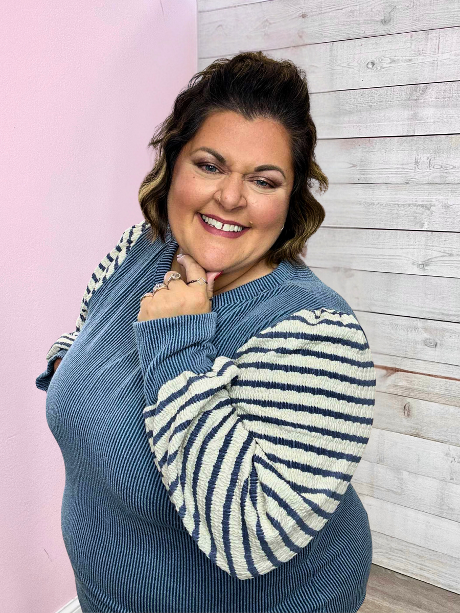 "Modern Essential" Striped Sleeve Top