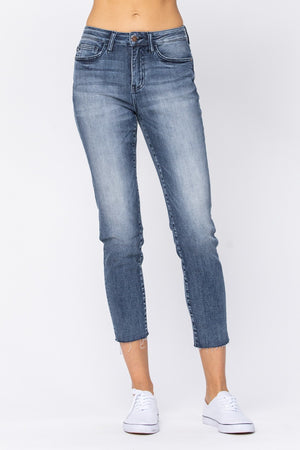 Judy Blue Hi-Rise Raw Hem Relaxed Fit- 88191