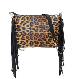Cheyenne Fringe Leopard Handbag