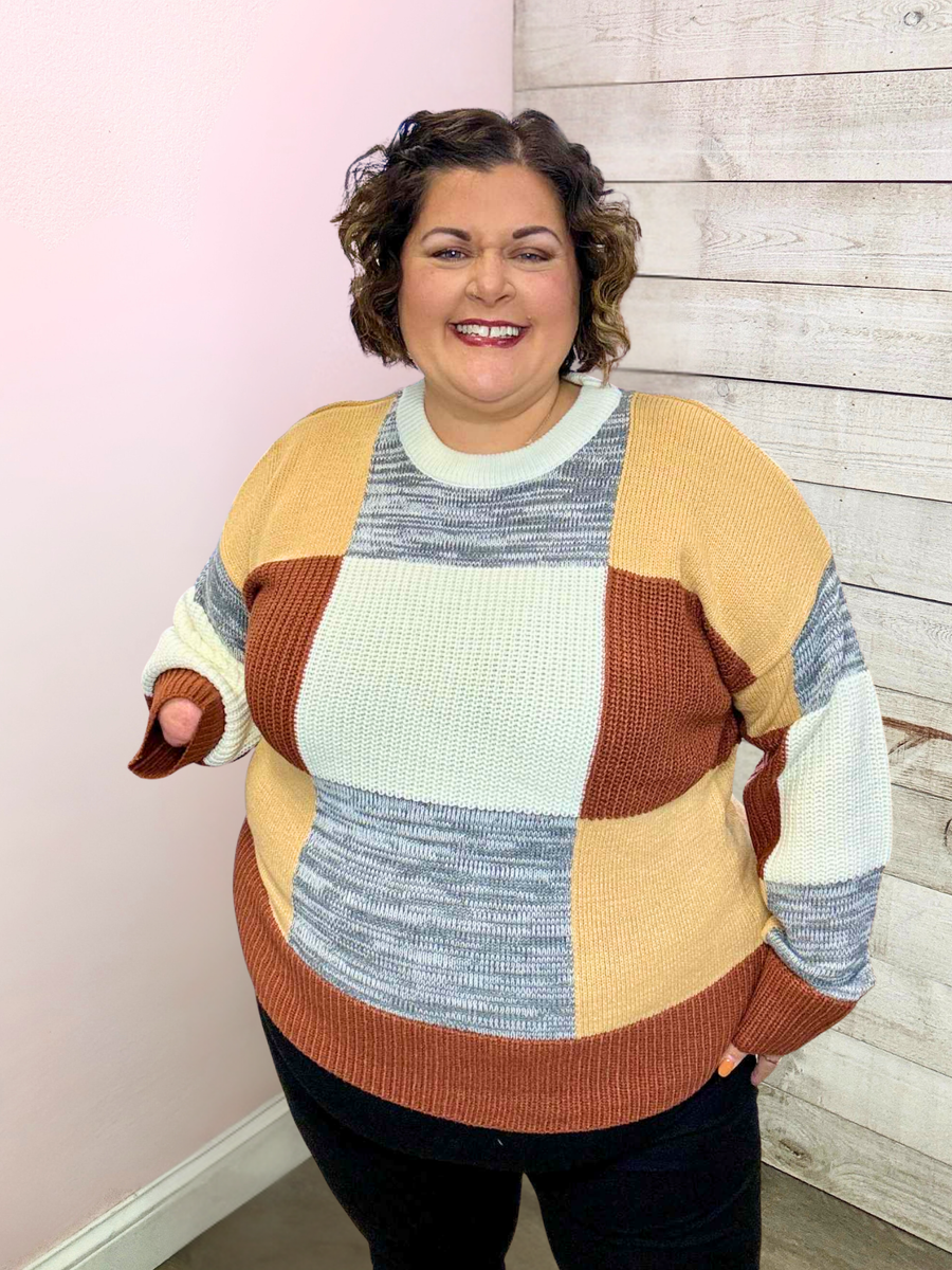 "Playful With You" Square Pattern Sweater