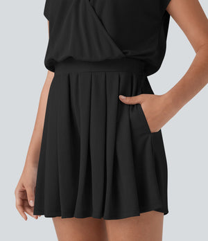 Halara "Never Giving Up" Black Waffle Romper