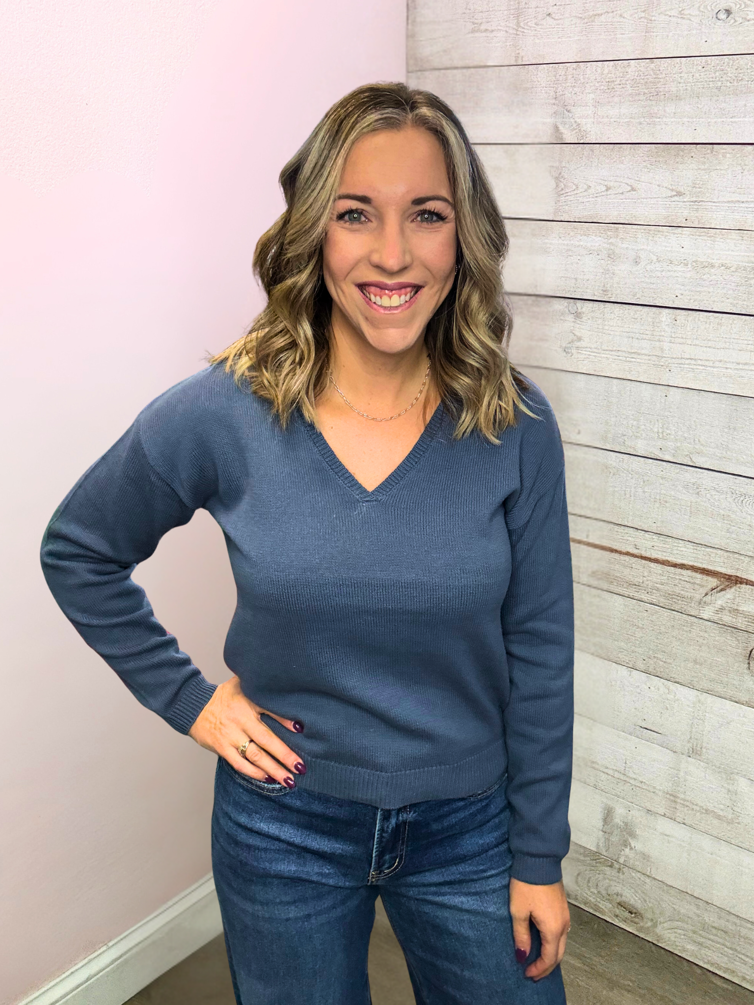 "Talented" Blue Knit Sweater