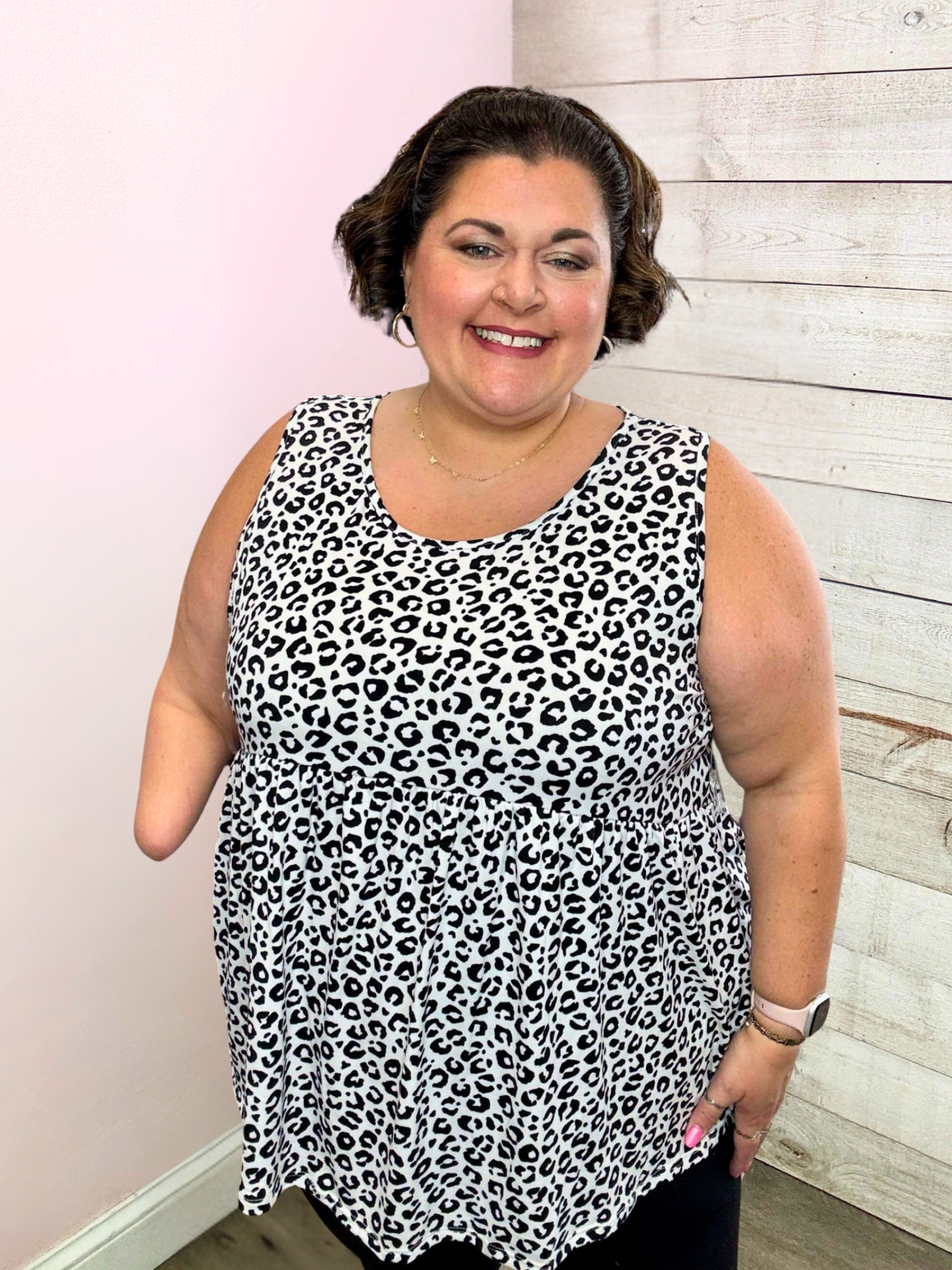 "Casual Hangout" Animal Print Tank Top- White