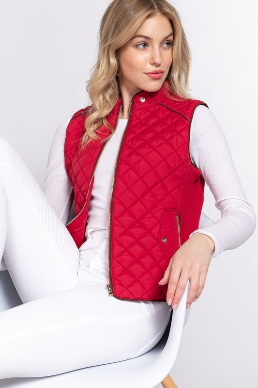 "Casual Fun" Quilted Vest- Red * Final Sale*