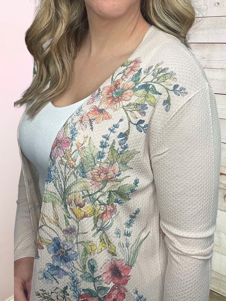 "Desert Flower" Lightweight Floral Cardigan