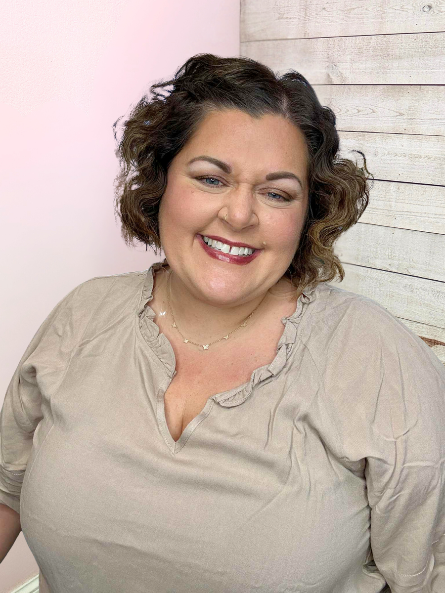 "Style Report" Taupe Ruffle Top