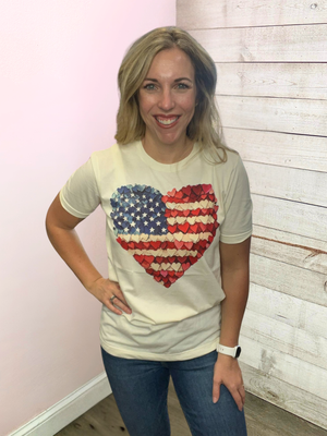USA Flag Heart Graphic Tee