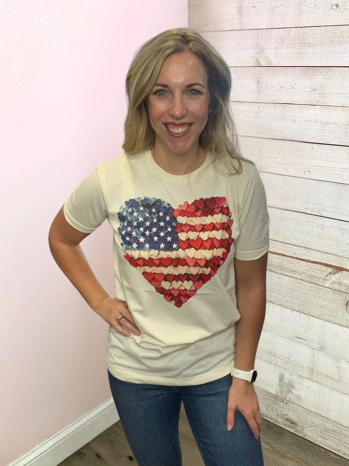 USA Flag Heart Graphic Tee