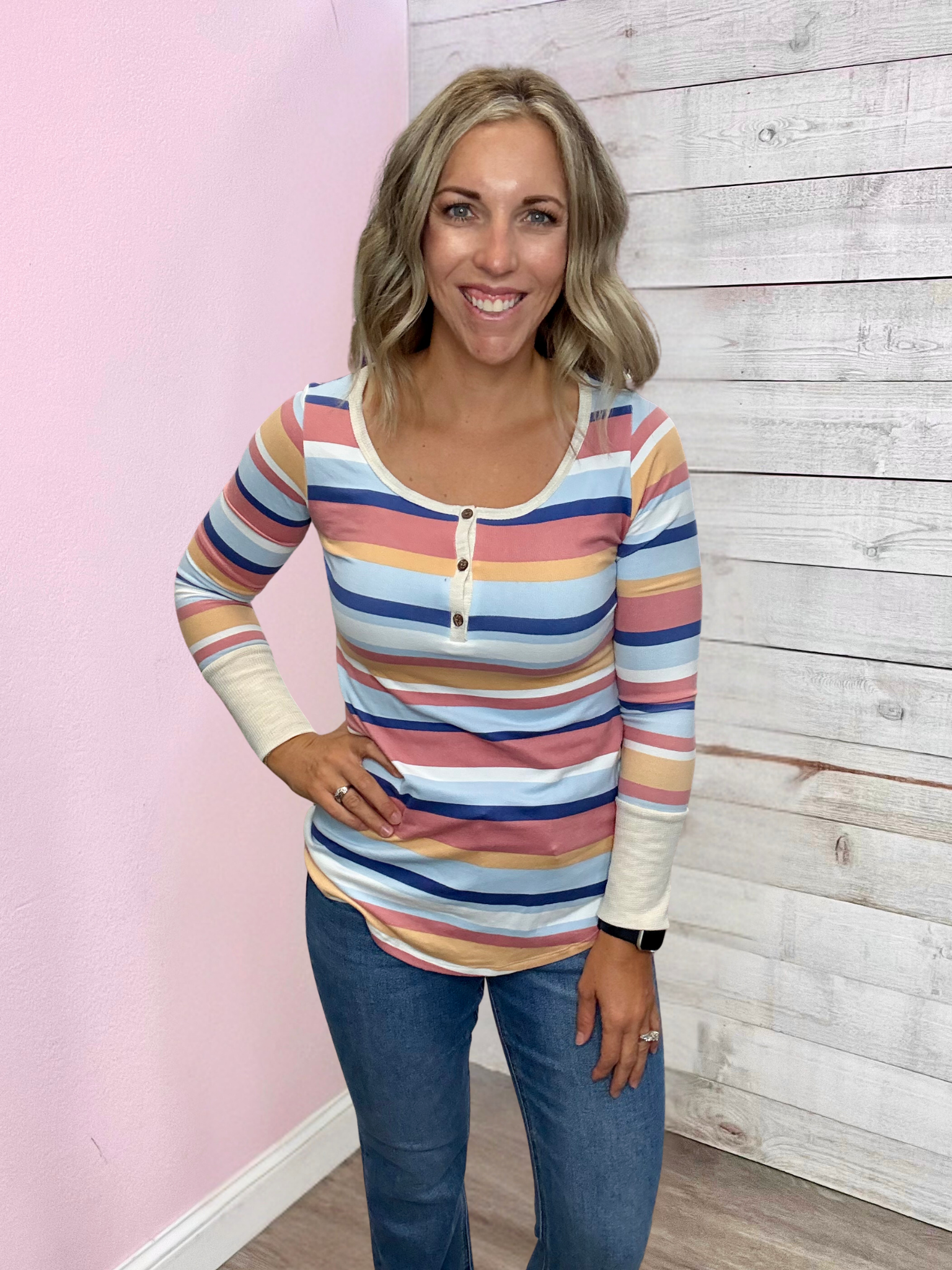 "Start The Day" Multi Stripe Top *FINAL SALE*