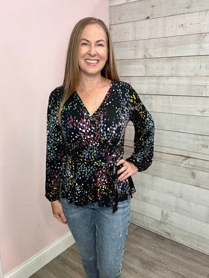 "Going Beyond" Belted Multi-Color Top