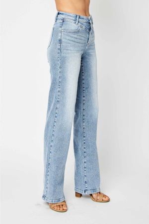 Judy Blue Hi-Waist Front Yoke Wide Leg Jeans- 88673