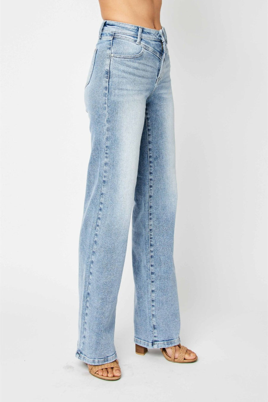 Judy Blue Hi-Waist Front Yoke Wide Leg Jeans- 88673