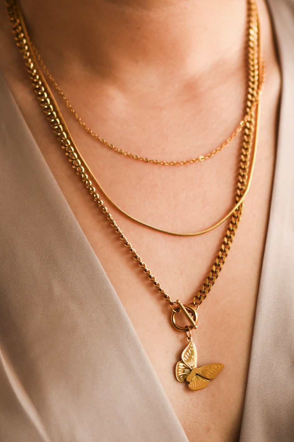 "Kelly" Layered Butterfly Necklace
