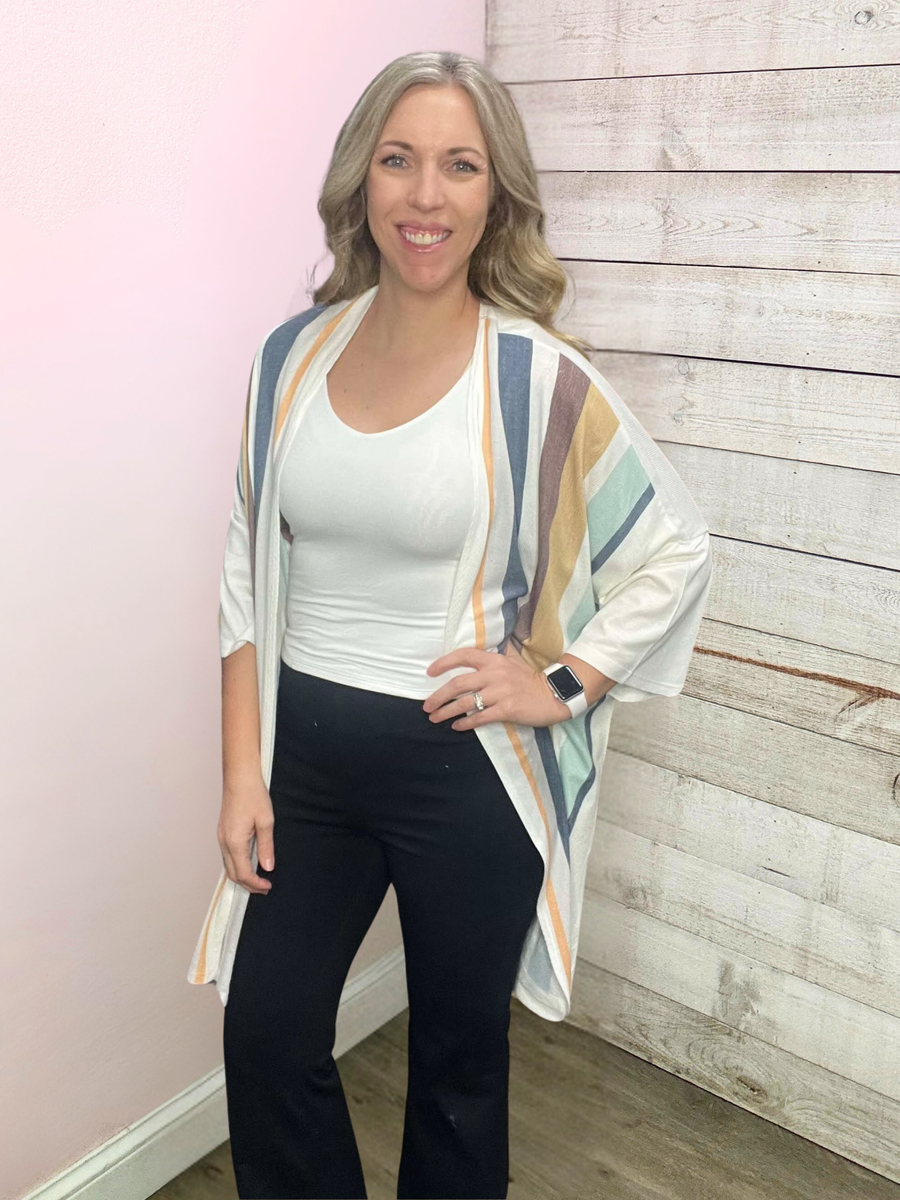 "Sail Away" Striped Kimono Cardigan