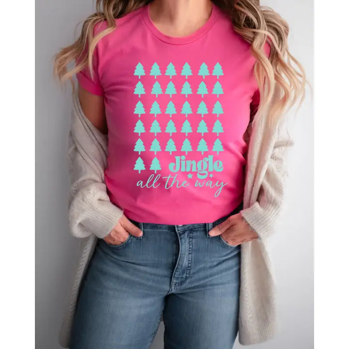 Jingle All The Way Pink Graphic T-Shirt