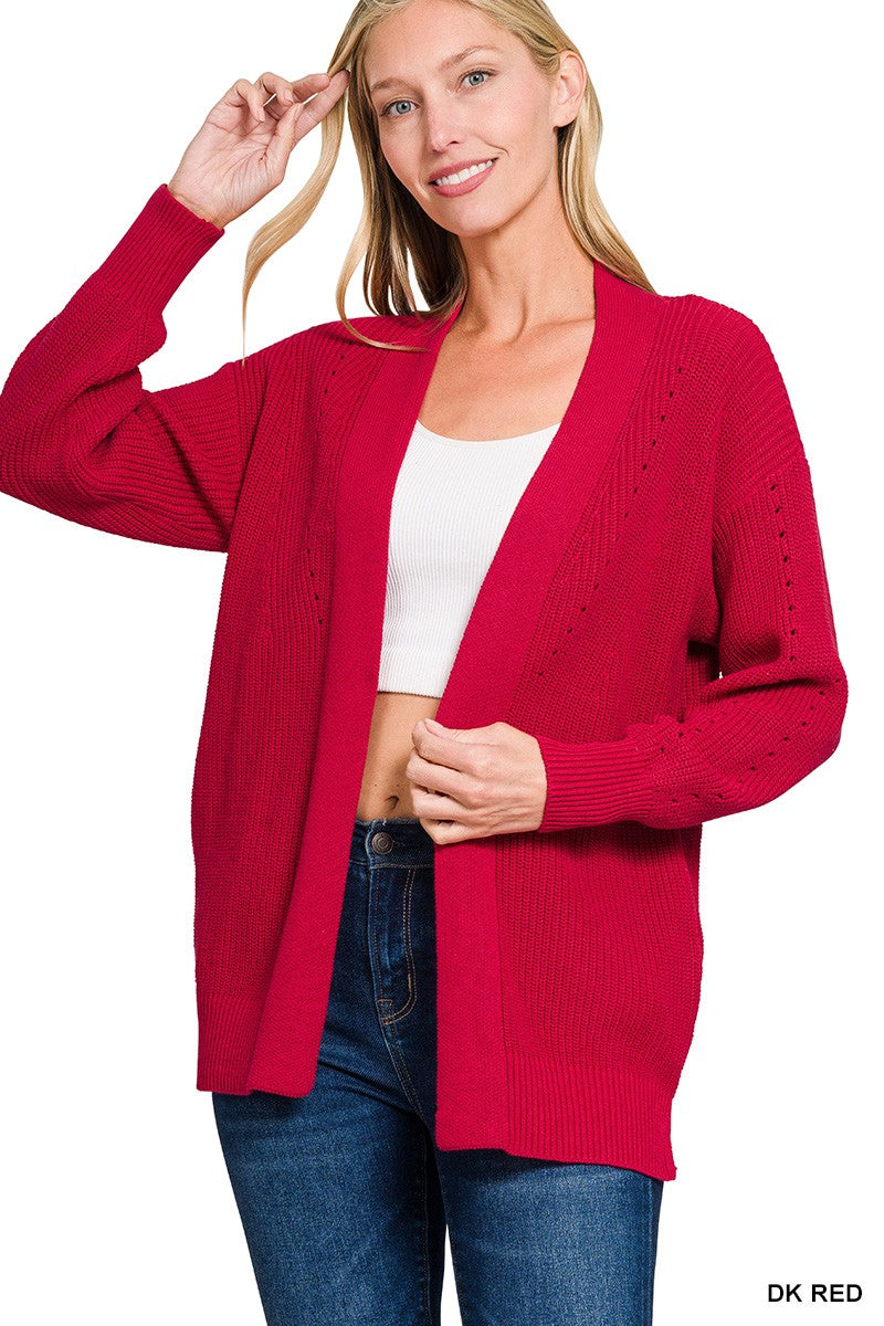 "Red Hot" Red Eyelet Cardigan