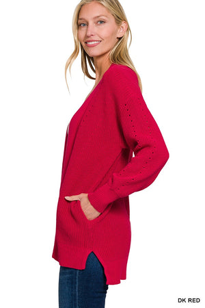 "Red Hot" Red Eyelet Cardigan