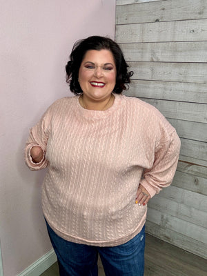 "Snuggly Style" Blush Textured Top