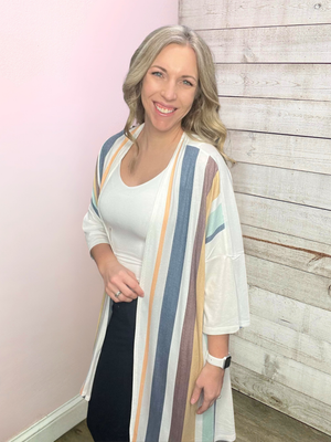 "Sail Away" Striped Kimono Cardigan