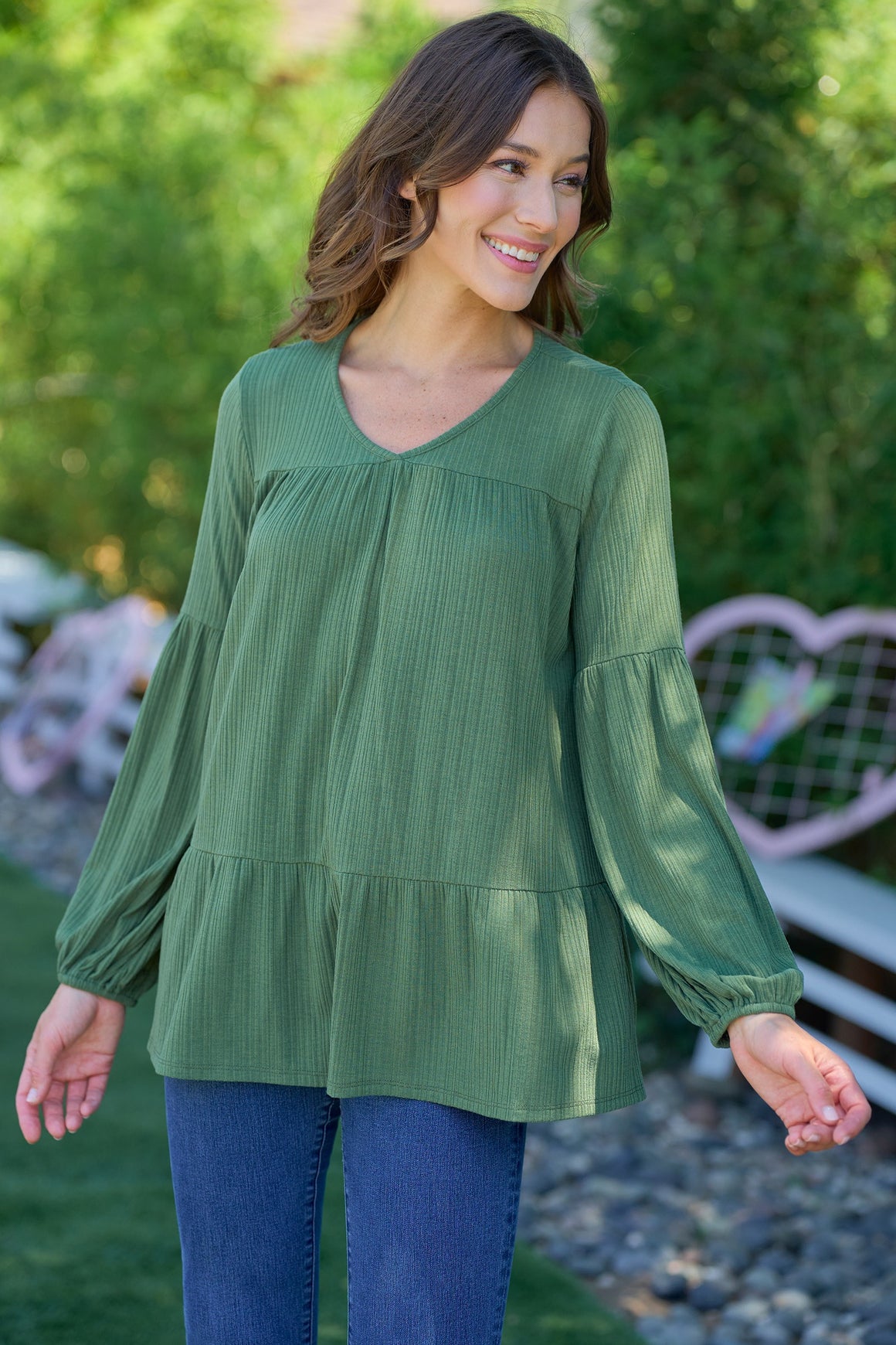 "Beauty In Me" Olive Babydoll Top