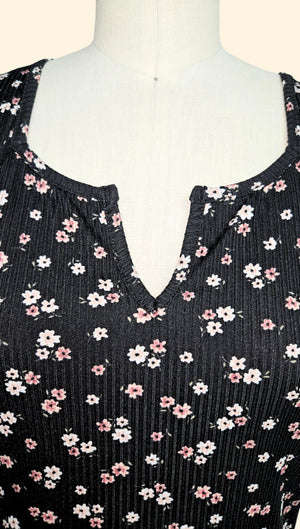 "Double Take" Floral Ribbed Tank