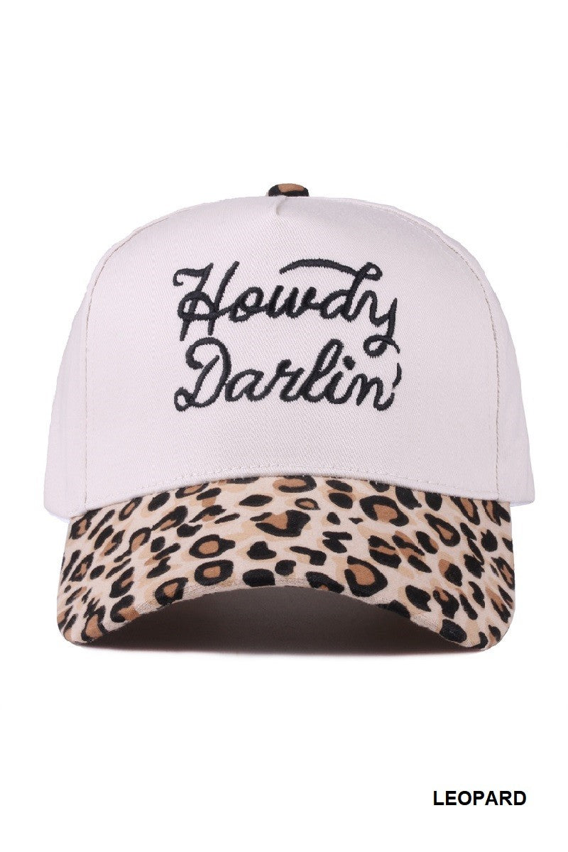 Howdy Darlin Two-Tone Canvas Leopard Hat