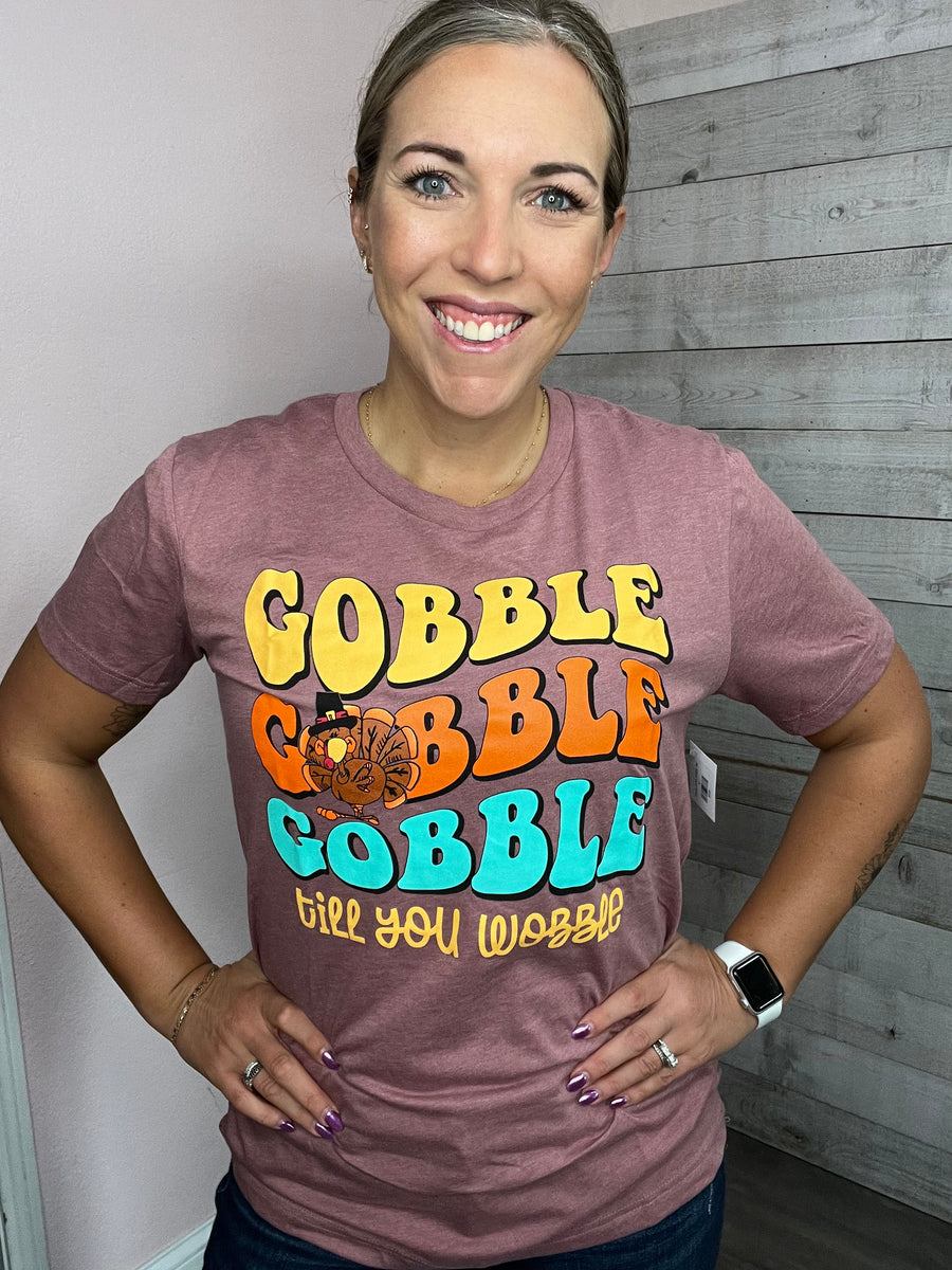 "Gobble Gobble" Burgubdy Graphic Tee