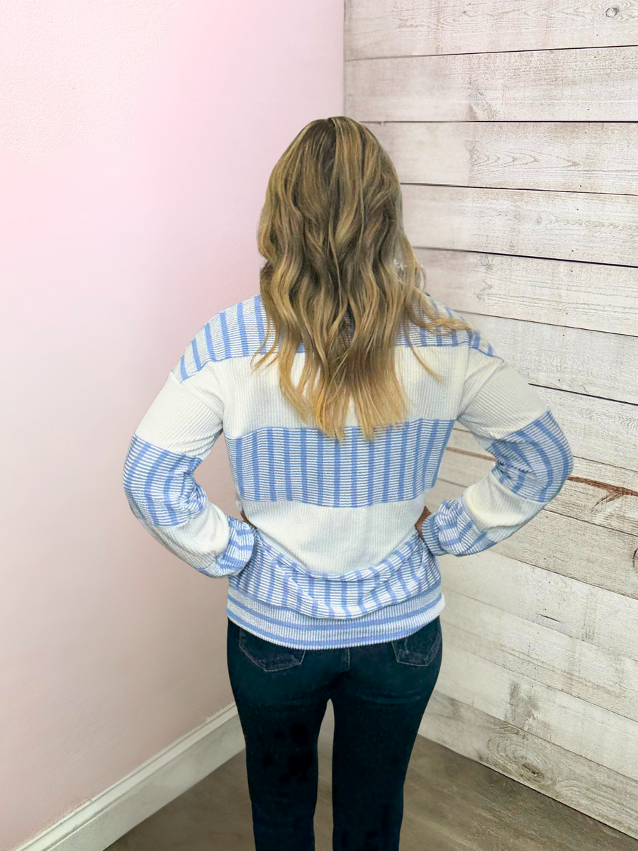 "True Blue" Blue/White Striped Top