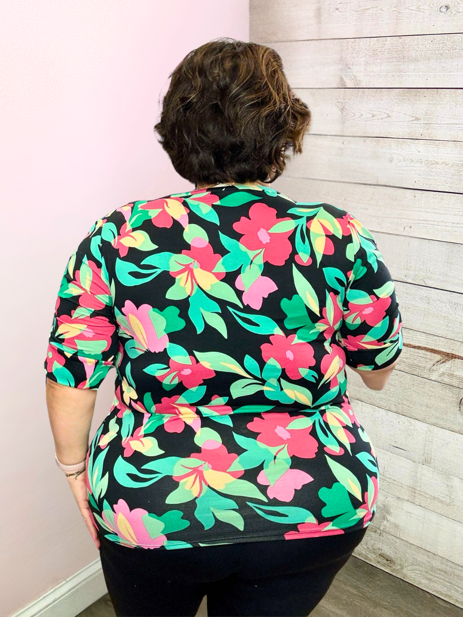 "Picnic Ready" Floral Top- Black