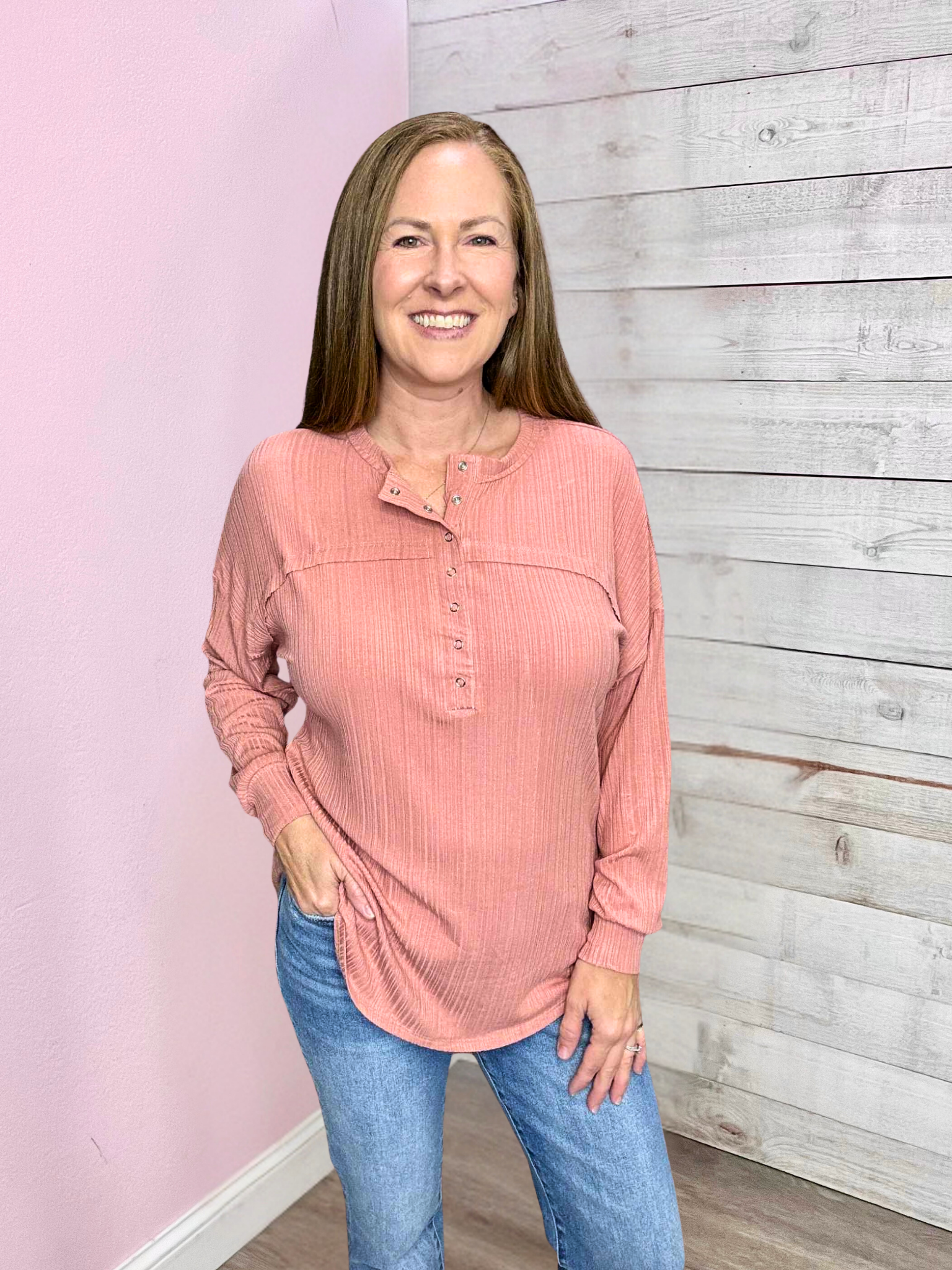 "Sweet To Me" Mauve Button Top