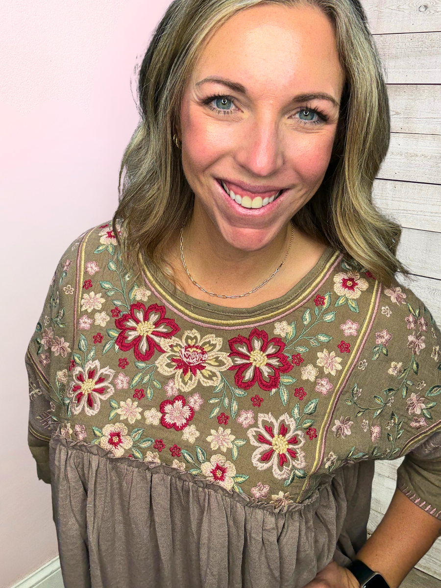 "Kind Energy" Embroidered Top