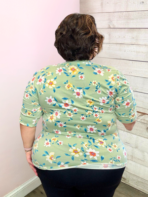 "Picnic Ready" Floral Top- Sage