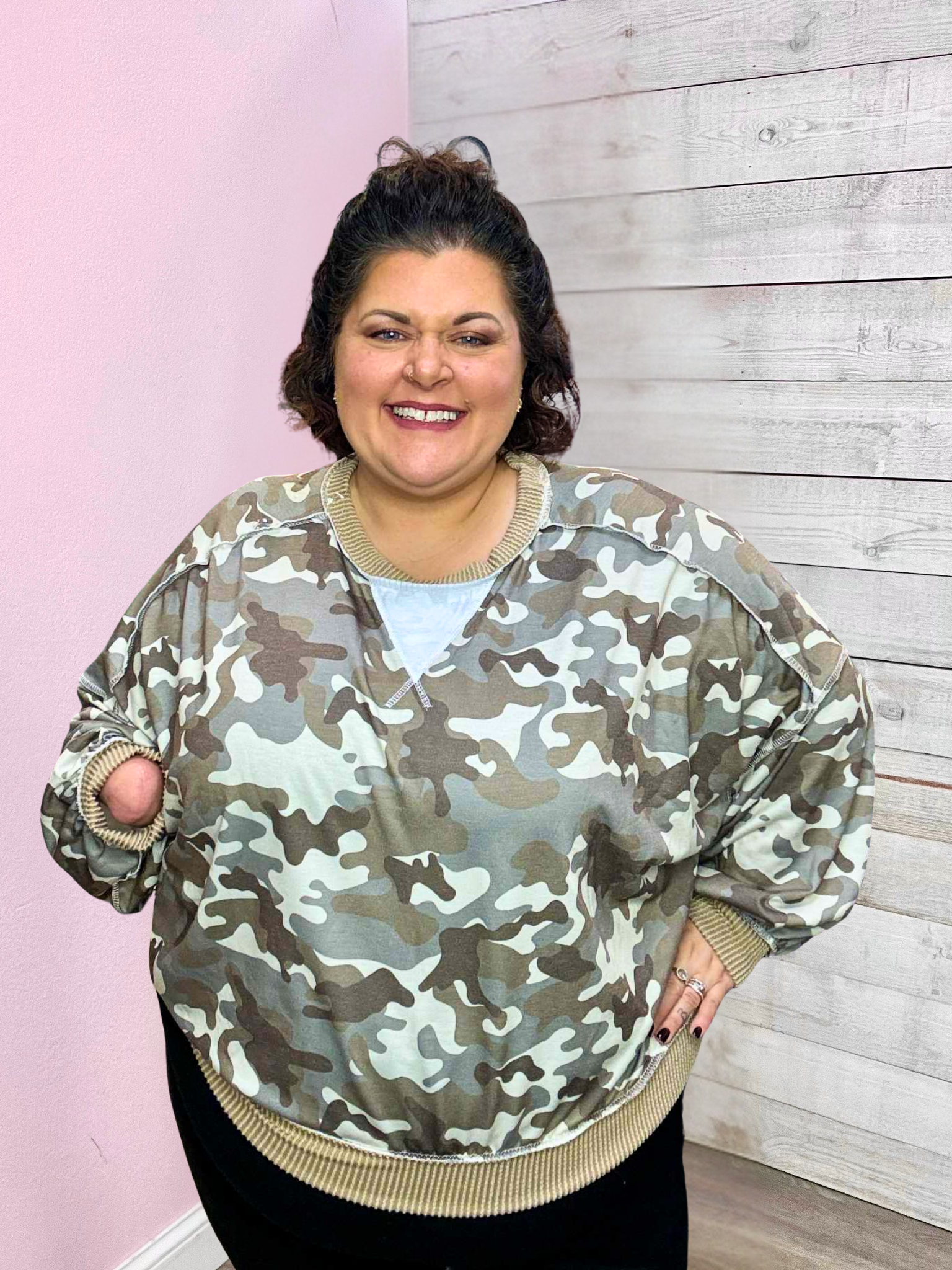 "Say It Sweetly" Camo Top