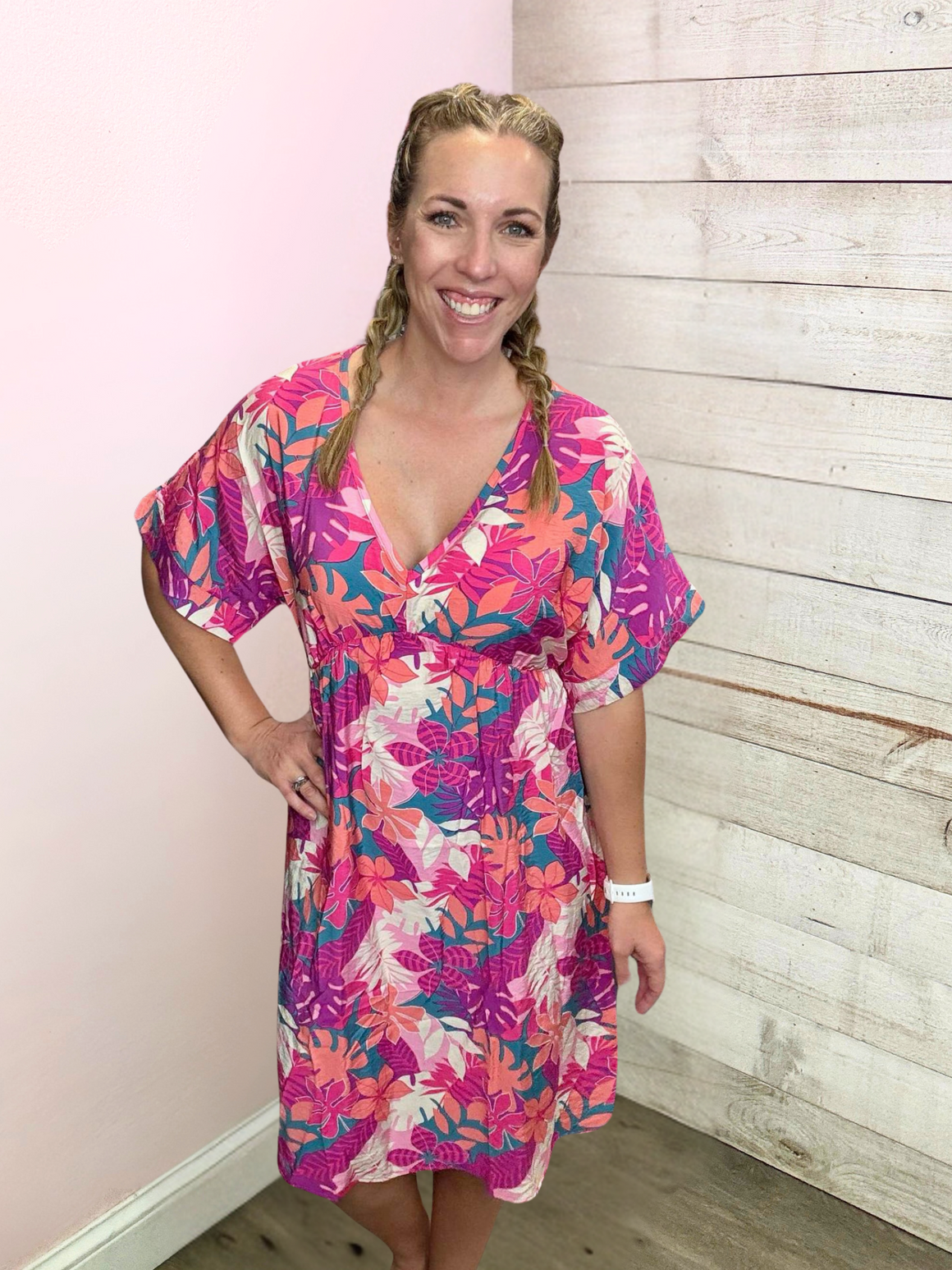 "Beautiful Bloom" Magenta Floral Dress