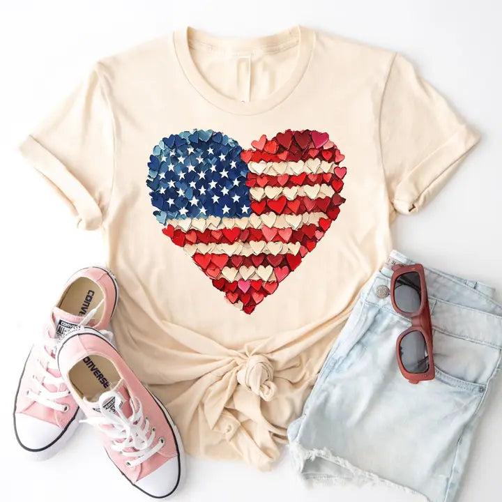 USA Flag Heart Graphic Tee *PRE-ORDER*