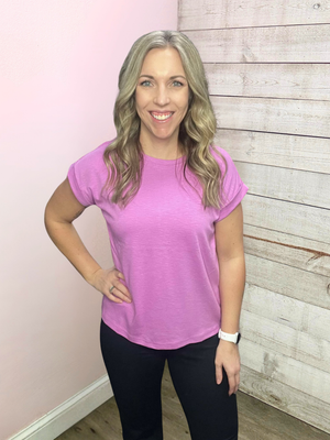 "Clear As Day" Pink Short Sleeve Top