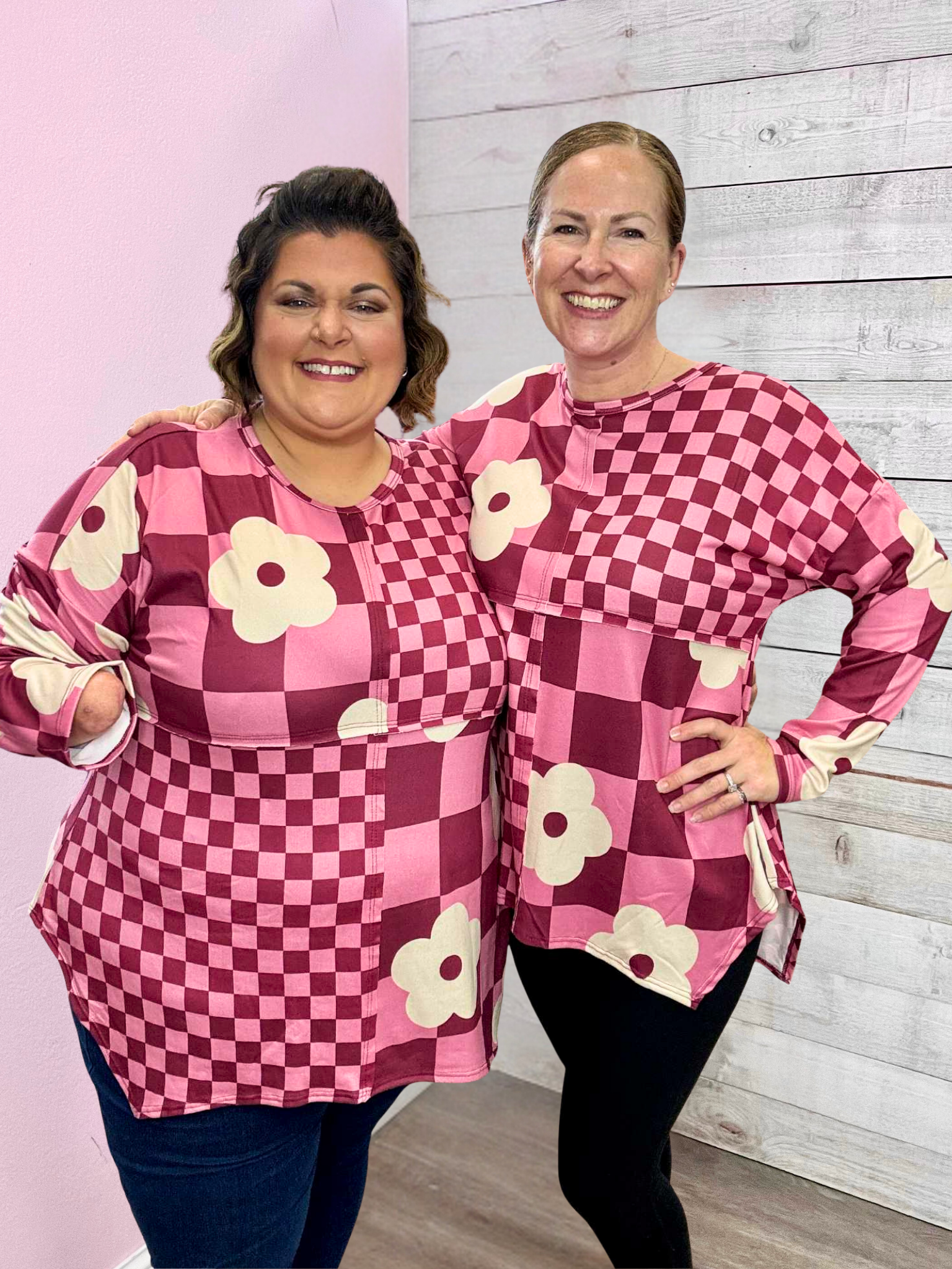 "Fuchsia Floral" Checkered Floral Top *FINAL SALE*