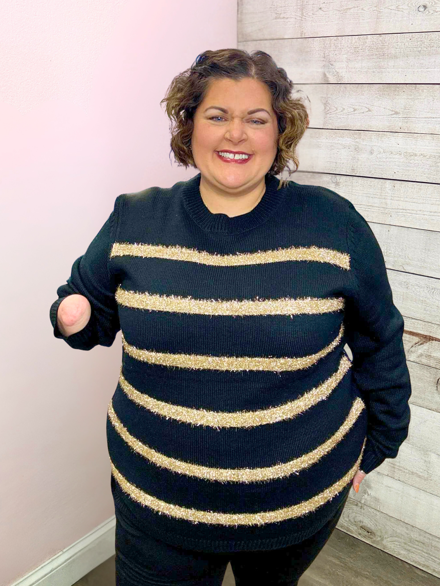 "Holiday Party" Black and Gold Sweater