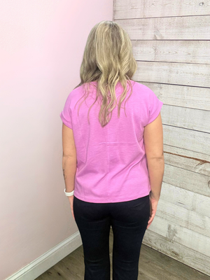 "Clear As Day" Pink Short Sleeve Top