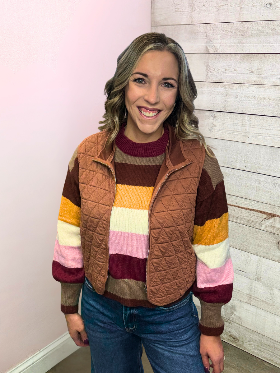 "Cafe Chic" Quilted Zip-Up Vest